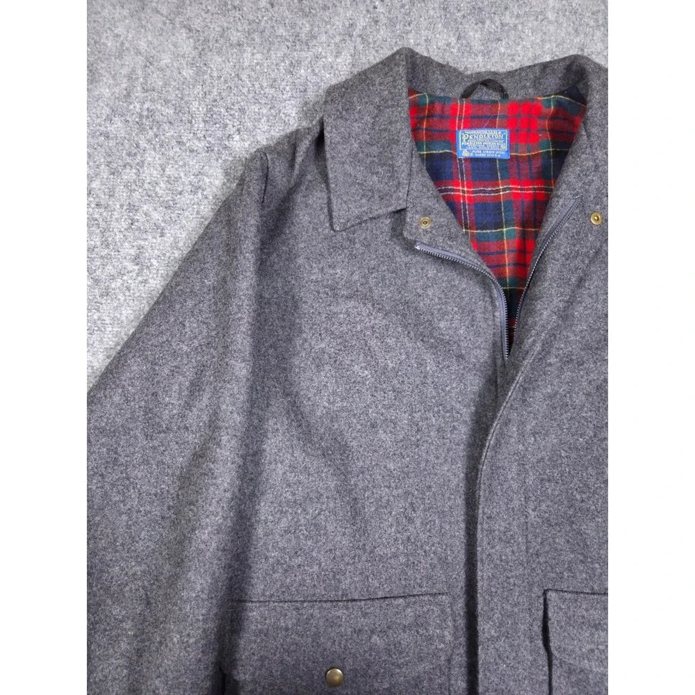 Vintage Pendleton Wool Field Jacket Mens M Gray Thinsulate Plaid Lined USA Made
